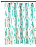 Biscaynebay Extra Long Textured Fabric Shower Curtain 72 W X 84 L, Turquoise Striped Printed Linen Modern Hotel Luxury Quality C