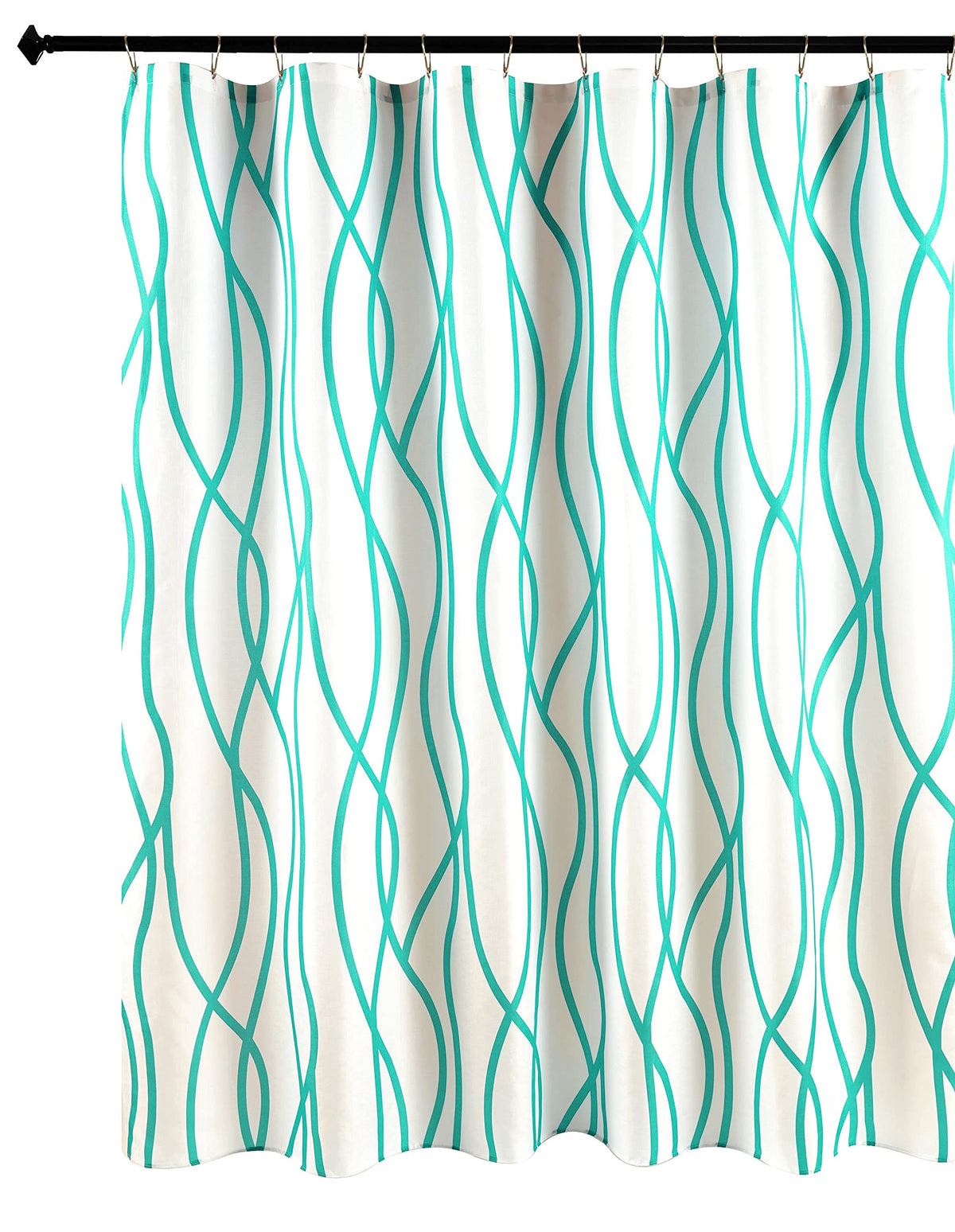 Biscaynebay Textured Fabric Shower Curtain 72X72 Inch, Turquoise Striped Printed Linen Modern Hotel Luxury Quality Cloth Bathroo