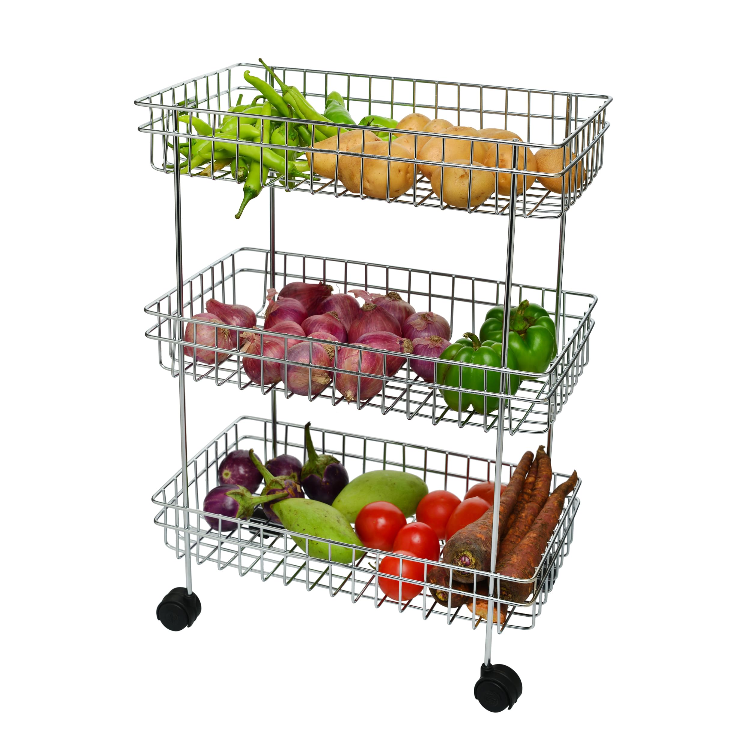 Tinbell Stainless Steel Kitchen Storage Shelf, Multipurpose Kitchen Rack For Storage, Highly Durable And RustFree, Chrome Finis