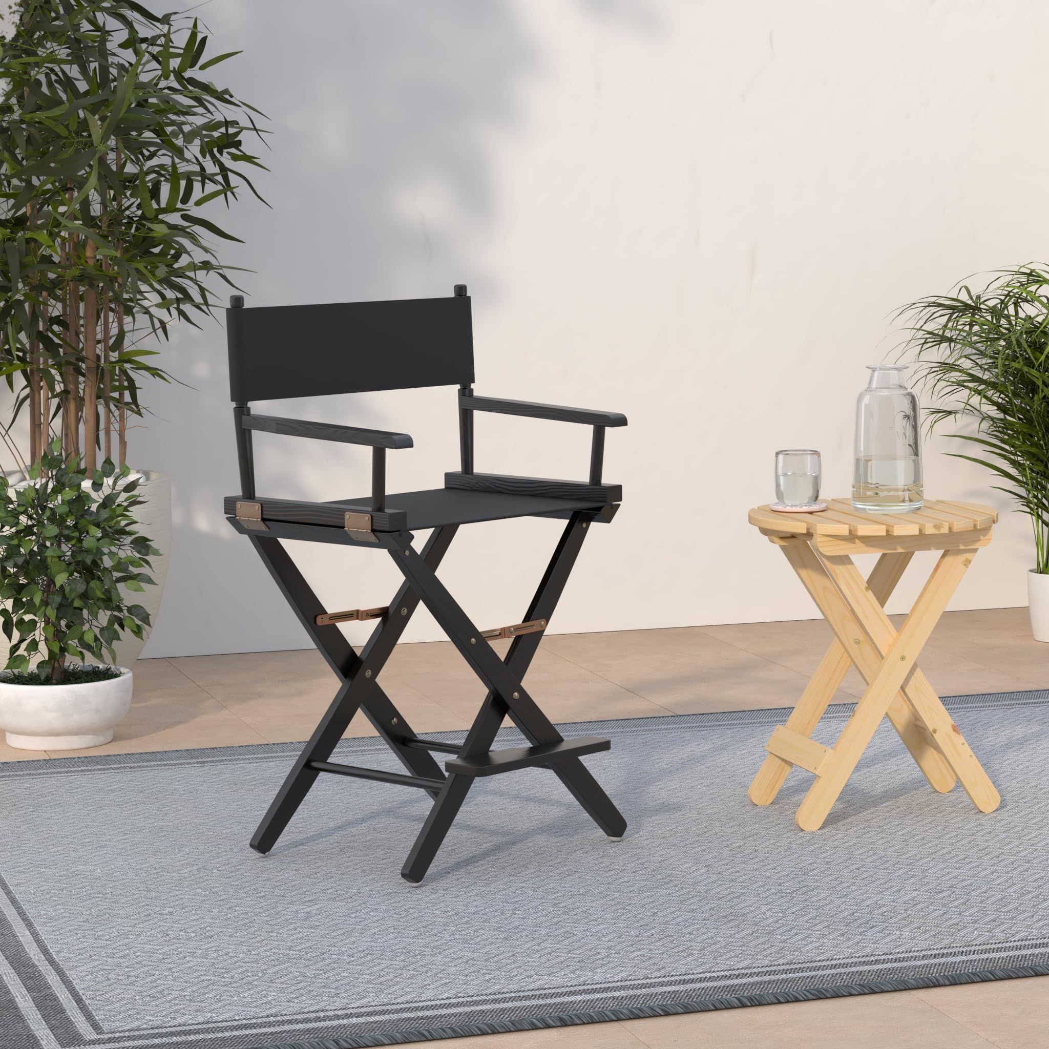 American Trails Extra-Wide Premium 24&quot; Director'S Chair Black Frame With Black Canvas, Counter Height