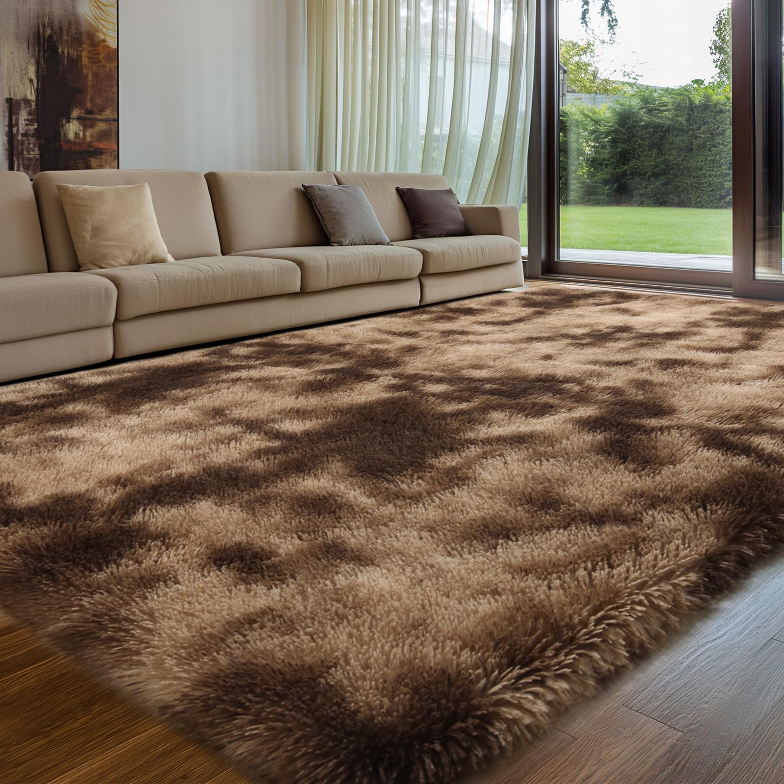 Sour Lemon Area Rugs 8x10 Living Room, Large Area Rug Shag Shaggy Carpet Soft Plush Furry Bedside Rug, Machine Washable Area Rug