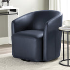 Comfort Pointe Amhurst Midnight Blue Faux Leather Swivel Barrel Chair