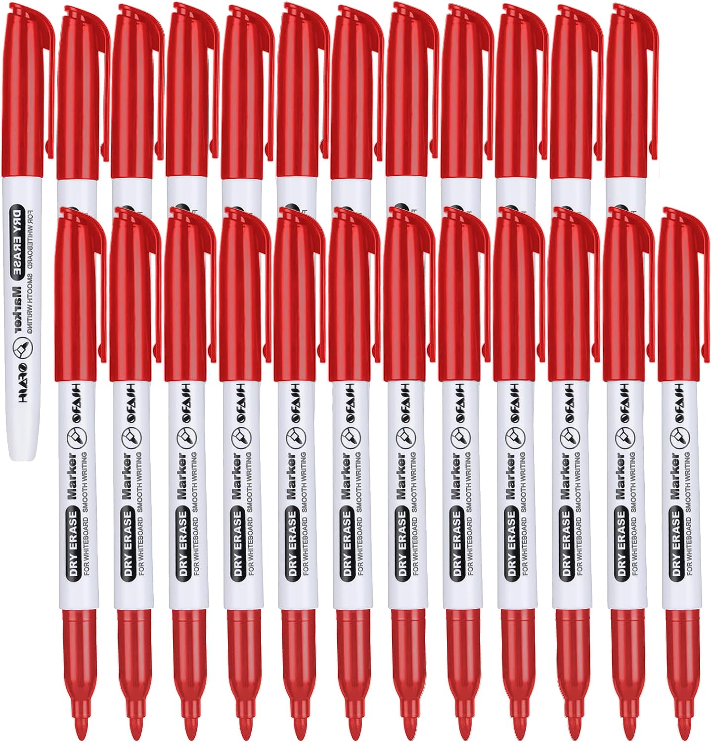 Sfaih Fine Tip Dry Erase Markers - 24 Pack Red Whiteboard Erasable Markers Bulk For Kids Adults, Ideal For Classroom School Offi
