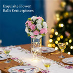 Blosmon Flower Balls Rose Centerpieces: 6 Pcs 9.5 Inch Pink Fake Flowers Kissing Balls Decor Artificial Wedding Floral Arrangeme