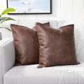 Yaertun Set Of 2 Faux Leather Decorative Throw Pillow Covers Modern Solid Outdoor Cushion Cases Luxury Pillowcases For Couch Sof