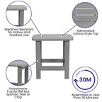 Flash Furniture Charlestown Tiered Commercial Poly Resin Adirondack Side Table - Gray - All-Weather - Indoor/Outdoor