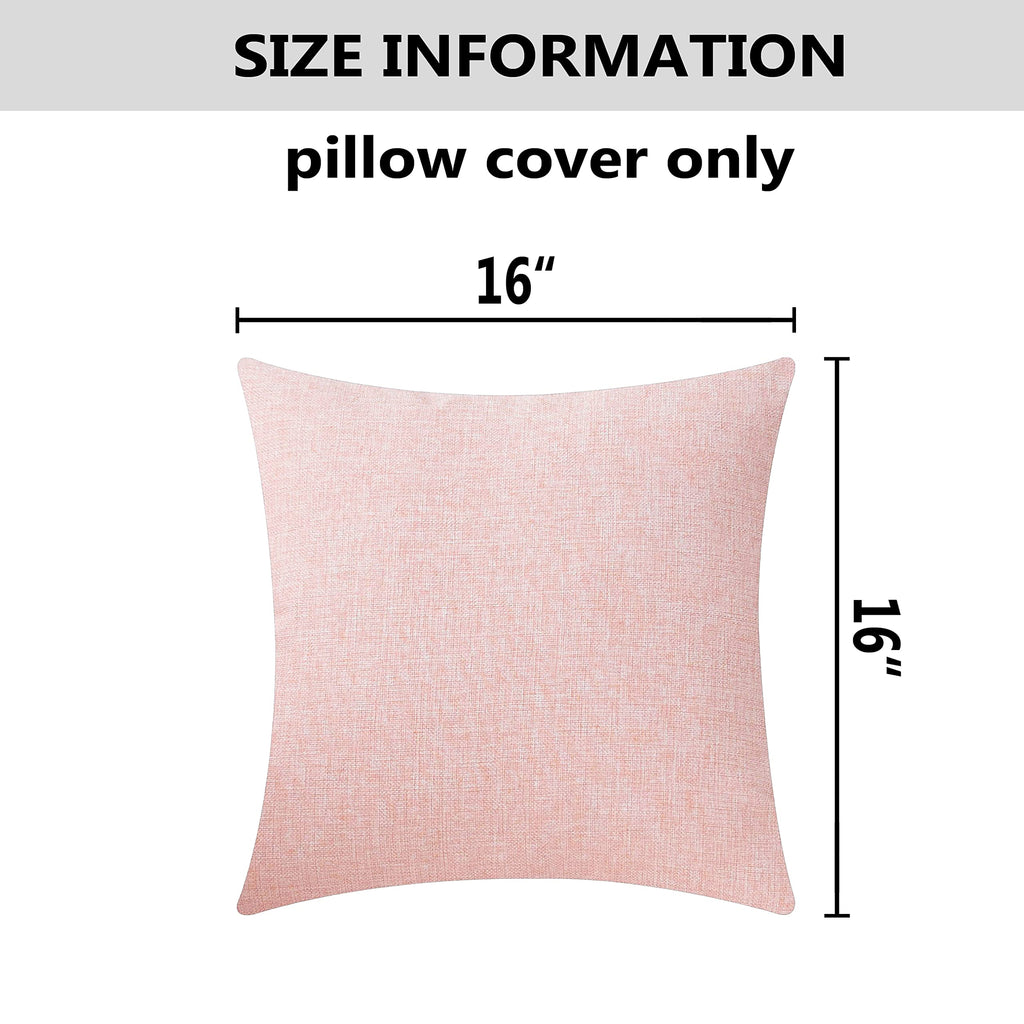 Home Brilliant Pillow Covers 16X16 2 Pack Throw Pillow Covers Linen Decorative Pillows Cover For Couch, 40Cm X 40Cm, Baby Pink