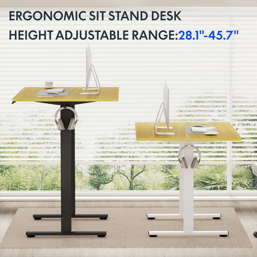 Flexispot En1 Electric Stand Up Desk 55 X 28 Inches Whole-Piece Desk Ergonomic Memory Controller Standing Desk Height Adjustable Desk(Black Frame + 55' Maple Top, 2 Packages)