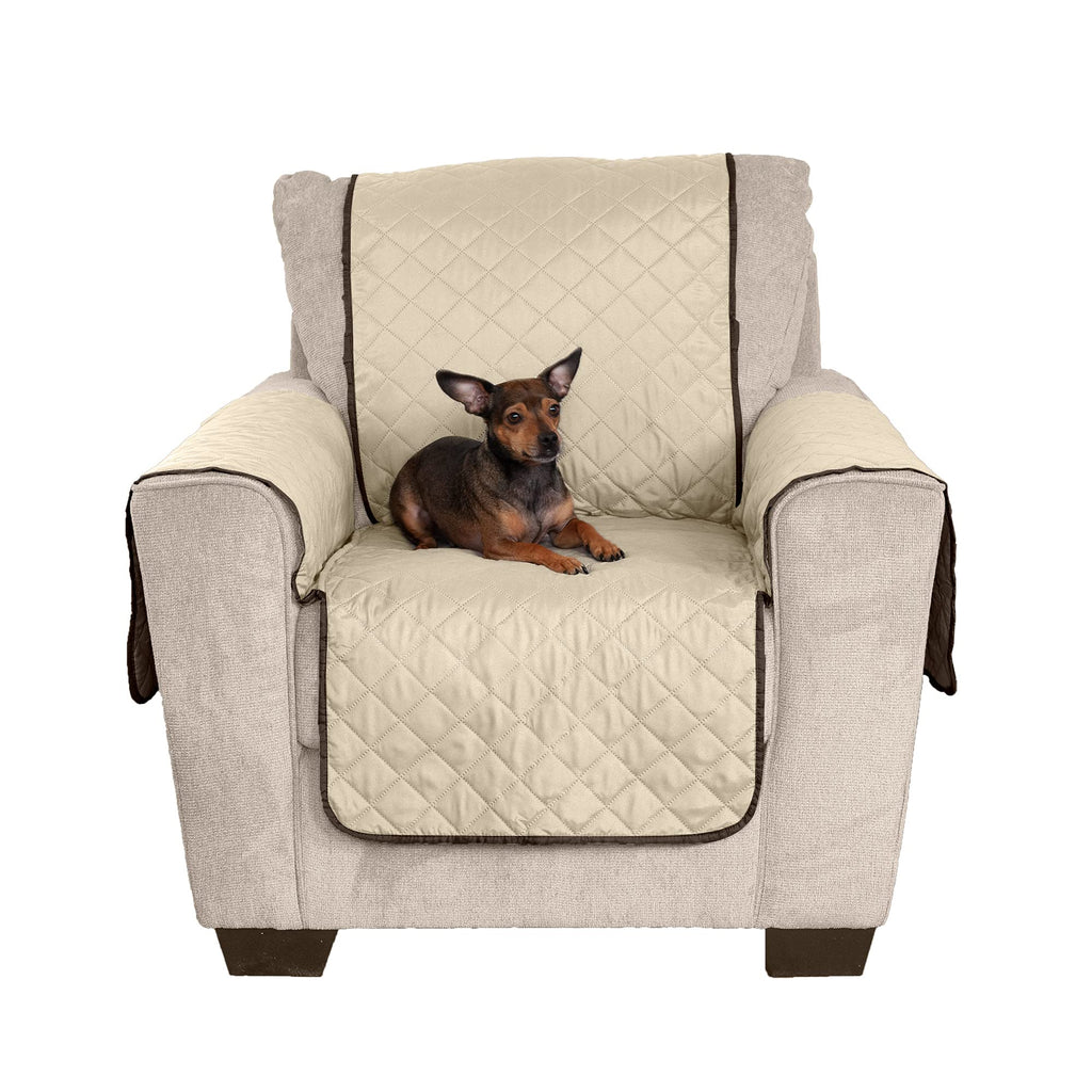 Furhaven Water-Resistant & Reversible Chair Cover Protector For Dogs, Cats, & Children - Two-Tone Pinsonic Quilted Living Room Furniture Cover - Espresso/Clay, Chair