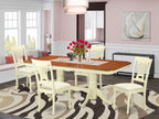 East West Furniture NAPL5-WHI-C 5 Piece Dining Room Table Set Includes a Rectangle Kitchen Table with Butterfly Leaf and 4 Linen Fabric Upholstered Dining Chairs, 40x78 Inch, Buttermilk & Cherry