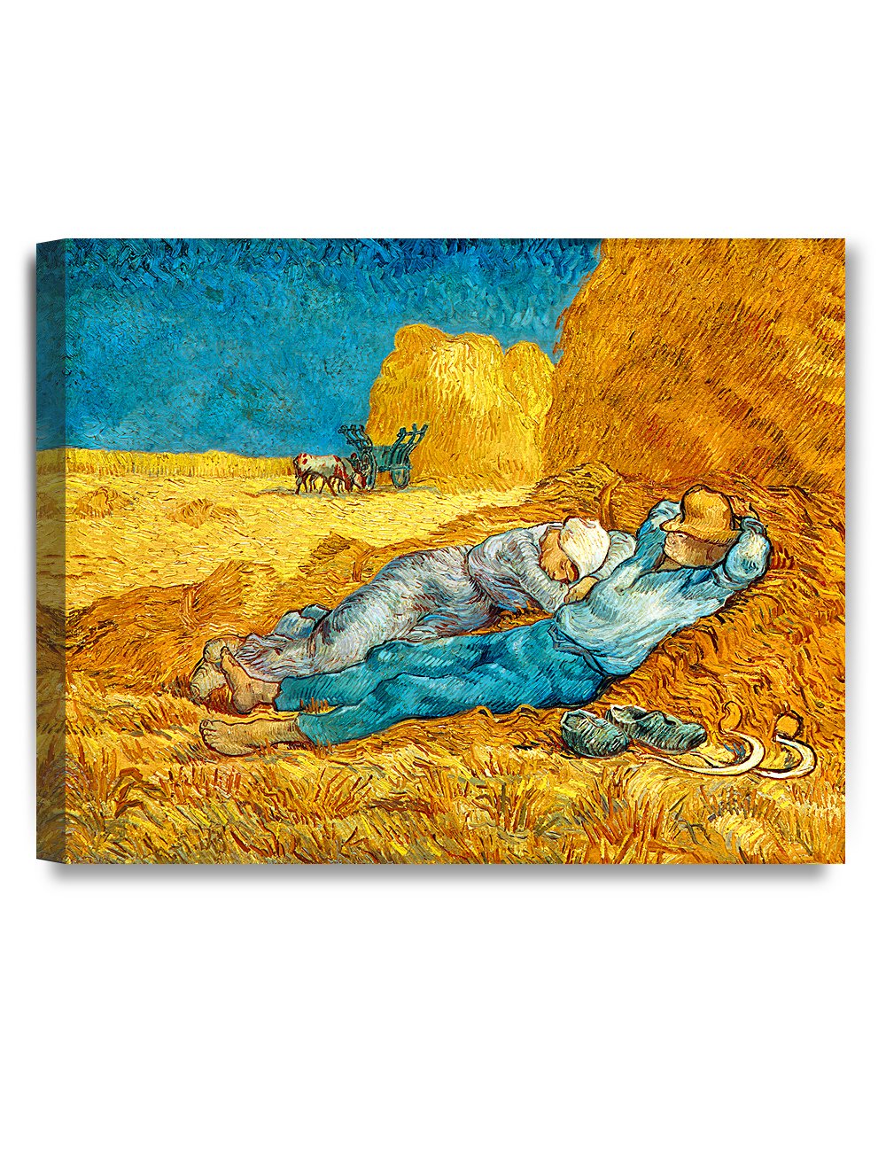 DECORARTS - Noon: Rest from Work, Vincent Van Gogh Art Reproduction. Giclee Canvas Prints Wall Art for Home Decor 20x16, Depth 1