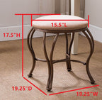 Pilaster Designs Transitional Namon Vanity Makeup Dressing Stool with Gold Metal Wavy Legs & Brown Upholstered Microfiber Seat