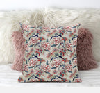 HomeRoots White Yellow Red 16' Red Pale Green Roses Zippered Suede Throw Pillow