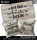 M-Qizi Camper Decor 3 Pieces Set - 1 Rv Door Mat 2 Camper Pillows Cover, 30'X17' Rv Rugs For Inside, 18X18 Pillow Cover, Rv Gi