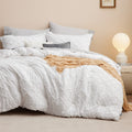 Bedsure Boho Comforter Set King - White Tufted Shabby Chic Bedding Comforter Set For All Seasons, 3 Pieces Western Bed Set Farmh