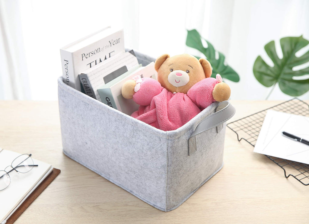 Minoisome Collapsible Storage Basket With Carry Handles Felt Fabric Storage Bin Durable Organizer For Gift Toys Shoes Clothes To