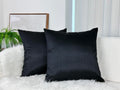 Aiking Home 18X18 Inches Faux Silk Square Throw Pillow Cover, Zipper Closure, Black (Set Of 2)