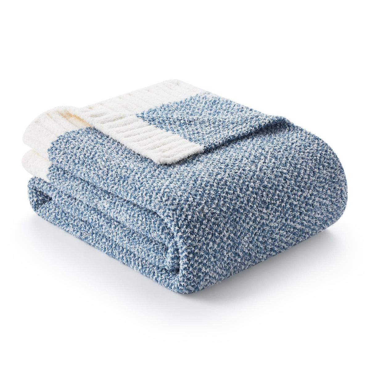 Snuggle Sac Heather Blue Throw Blanket For Couch, Oversized Throw Xl Super Soft Warm Blankets Cozy Knit Fuzzy Lightweight Throws