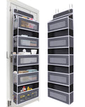 TIDY SAVANT Over The Door Organizer 44LB Capacity with 5 Large Pockets & 10 Mesh Side Pockets, Clear Window Anti-Tilt Hanging St