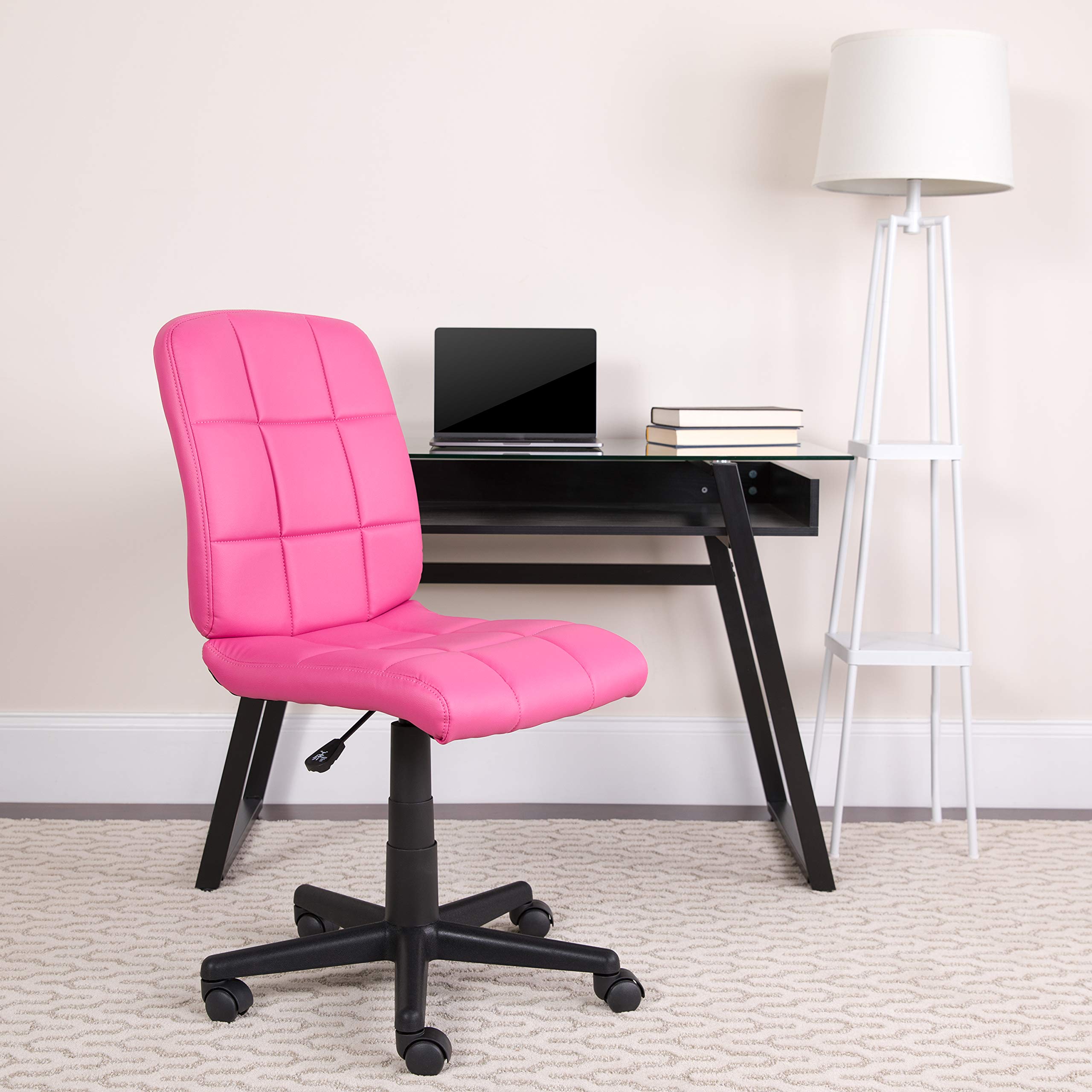 Flash Furniture Clayton Mid-Back Pink Quilted Vinyl Swivel Task Office Chair