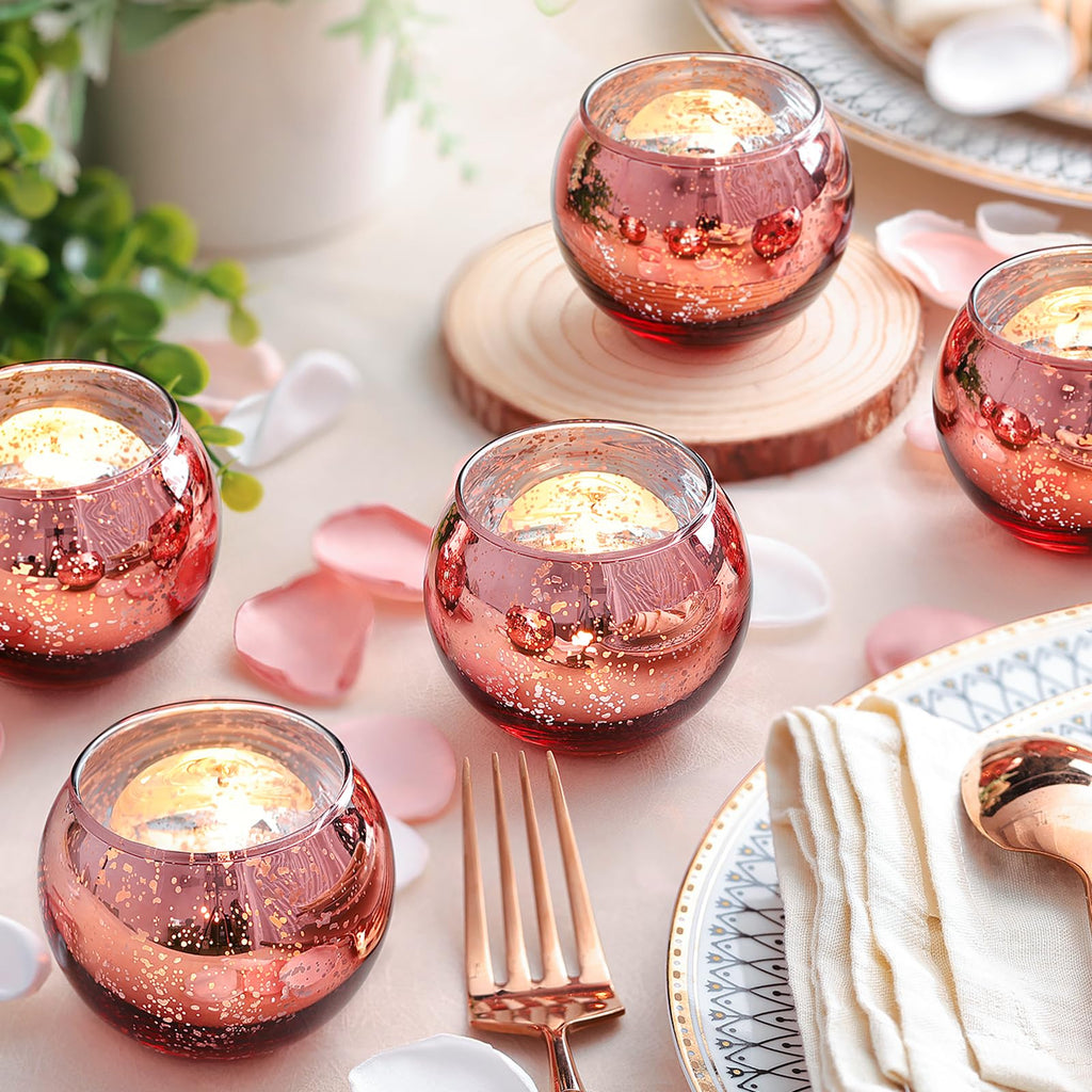 Lamorgift 36 Pcs Rose Gold Votive Candle Holders- Rose Gold Party Decorations For Wedding, Bridal Shower Decorations, Engagement