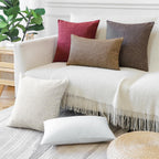 Otostar Pack Of 2 Throw Pillow Covers 18X18 Inch Linen Coffee Brown Pillowcases Farmhouse Decorative Solid Pillow Covers 45X45 C