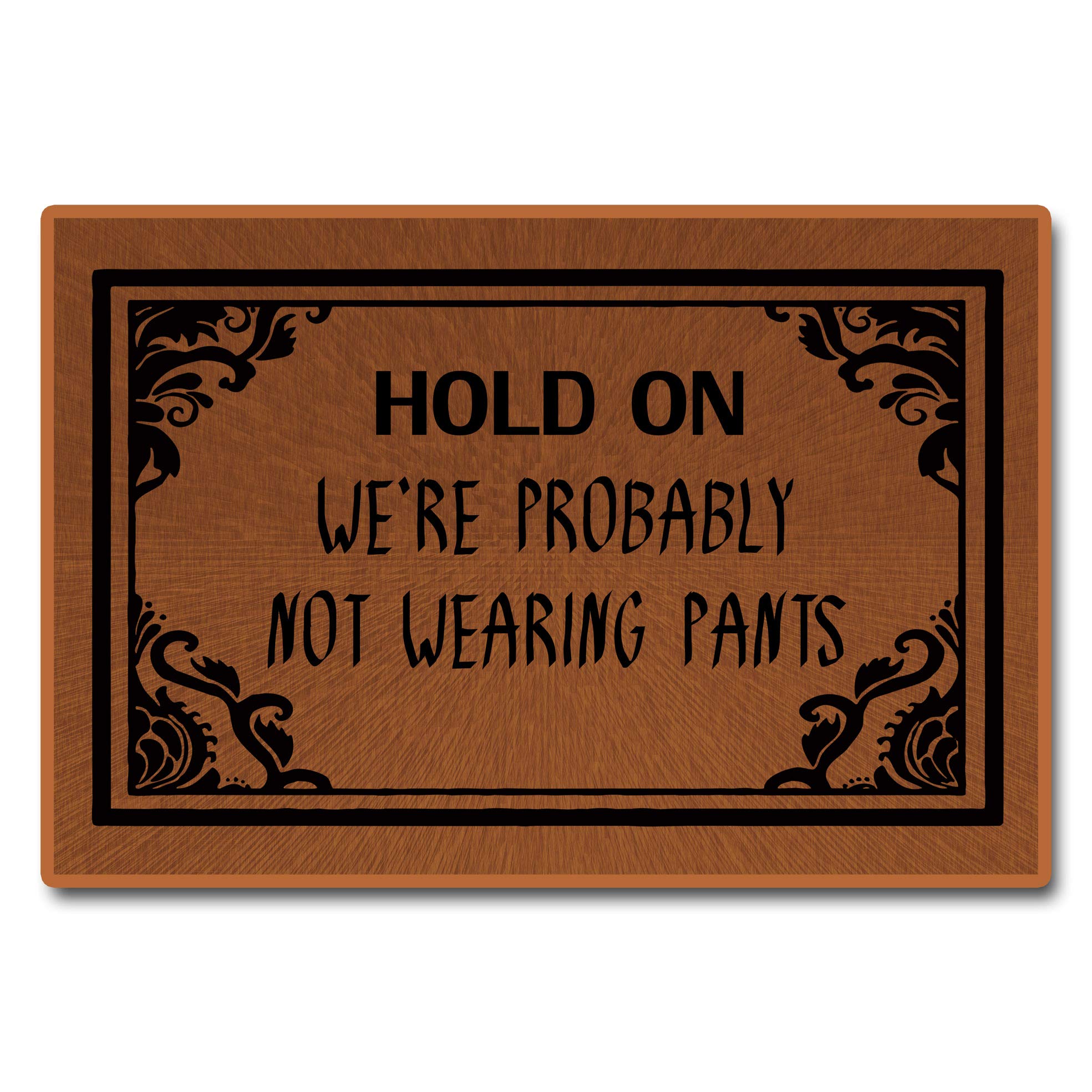 Accssoey Funny Doormat, Not Wearing Pants Doormat, Hold On We'Re Probably Not Wearing Pants Doormat Non-Woven Fabric Home Decor