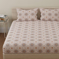 Huesland By Ahmedabad Cotton 144 Tc Bed Sheet Double Bed Pure Cotton With 2 Pillow Covers | Orange | Mandala