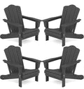 Kingyes Folding Adirondack Chair Set Of 4, Hdpe All-Weather Folding Adirondack Chair, Grey