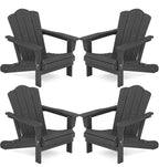 Kingyes Folding Adirondack Chair Set Of 4, Hdpe All-Weather Folding Adirondack Chair, Grey