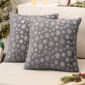Miulee Christmas Grey Throw Pillow Covers Set Of 2 Snowflakes Decorative Pillow Covers 18X18 Inch Soft Plush Faux Fur Pillowcase
