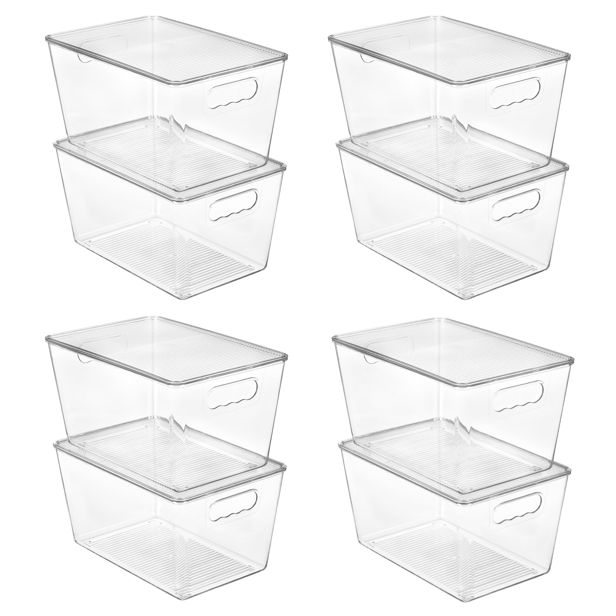 Vtopmart 8 Pack Clear Stackable Storage Bins With Lids, Large Plastic Containers With Handle For Pantry Organization And Storage