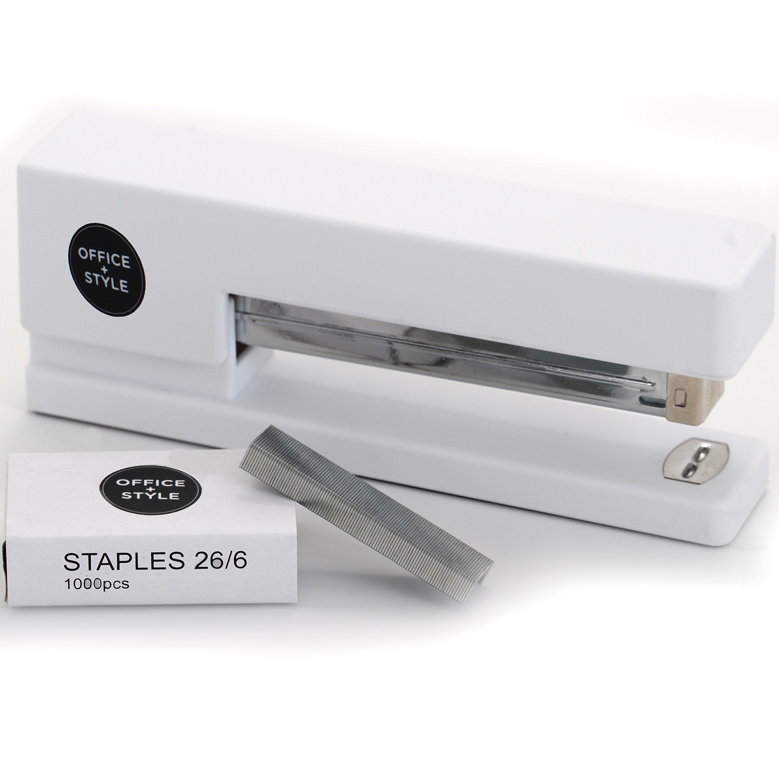 Office Style Precision Jam-Free Full Strip Non-Skid Stapler, White