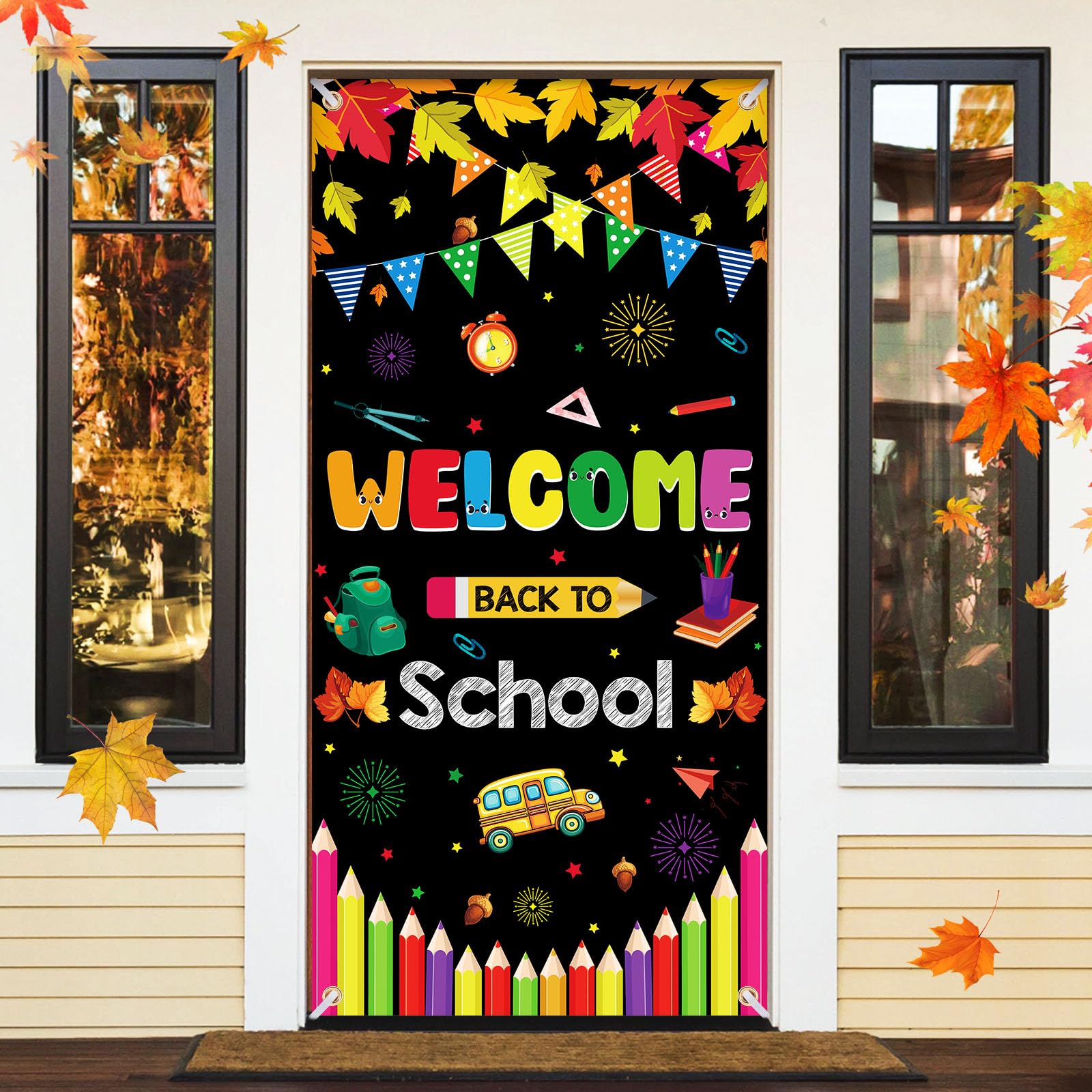 Welcome Back To School Door Cover First Day Of School Decorations Door Banner Back To School Porch Banner Sign Photo Banner Back