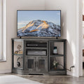 YITAHOME Farmhouse TV Stand with Power Outlet, Corner TV Stand for 55/50 Inch TV, Entertainment Center with Storage, TV Console 