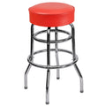 Flash Furniture Double Ring Chrome Barstool With Red Seat