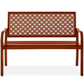 Best Choice Products Outdoor Bench 2-Person Metal Steel Benches Furniture For Garden, Patio, Porch, Entryway W/Geometric Backrest, 790Lb Capacity - Rust