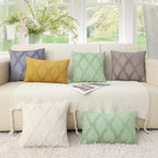Decoruhome Spring Throw Pillow Covers 22X22 Inch Set Of 2, Soft Plush Faux Fur Wool Sage Green Couch Pillow Covers, Decorative Pillow Cases For Bed Sofa Living Room Home Decor