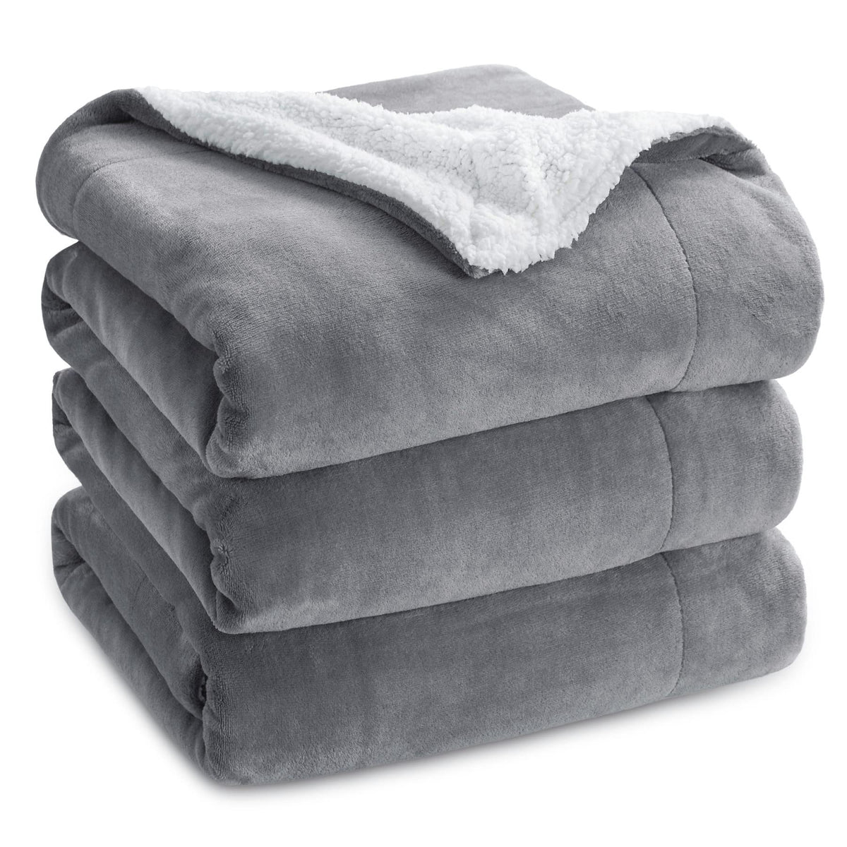 Bedsure Sherpa Fleece Queen Size Blankets For Bed - Thick And Warm Blankets For Winter, Soft And Fuzzy Blanket Queen Size, Grey,