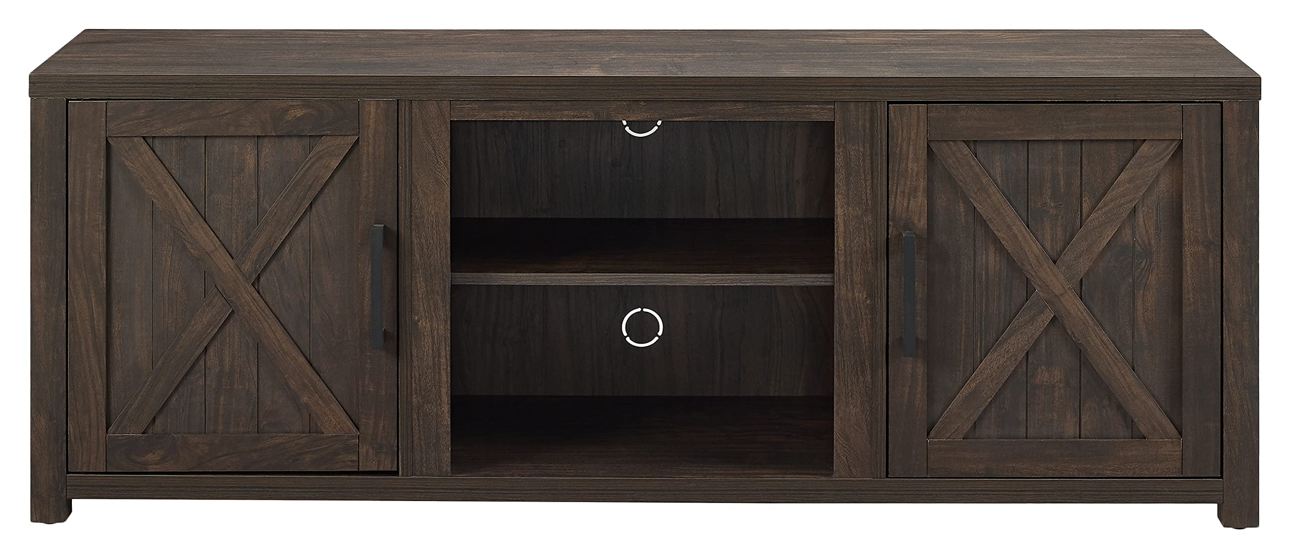 Crosley Furniture Gordon Low Profile TV Stand for 65+ inch TVs, Entertainment Center with Storage Shelves, Dark Walnut