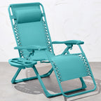 Best Choice Products Adjustable Zero Gravity Chair, Monochromatic Color Folding Patio Recliner W/Side Tray, Headrest - Caribbean