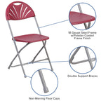 Flash Furniture Hercules Series 650 Lb. Capacity Burgundy Plastic Fan Back Folding Chair