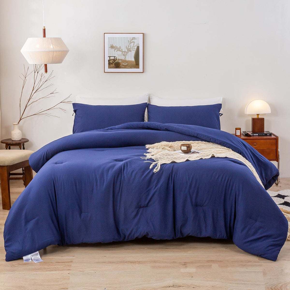 Bohopopm Ultra-Soft Full Comforter Sets - Comfy Cozy Washed Polycotton - Comfort Fluffy Bedding Blanket Down Alternative Comfort