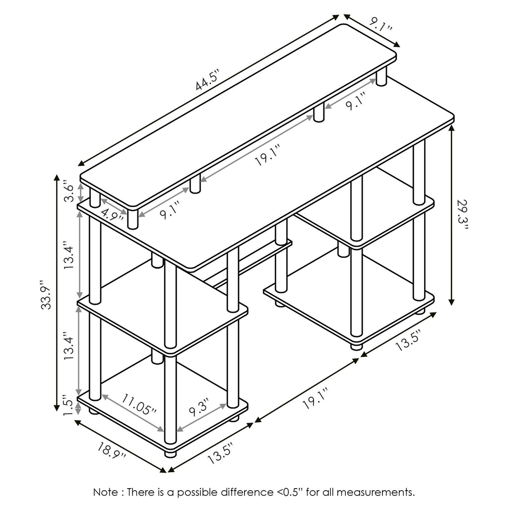 FURINNO Turn-N-Tube computer Desk, Espresso