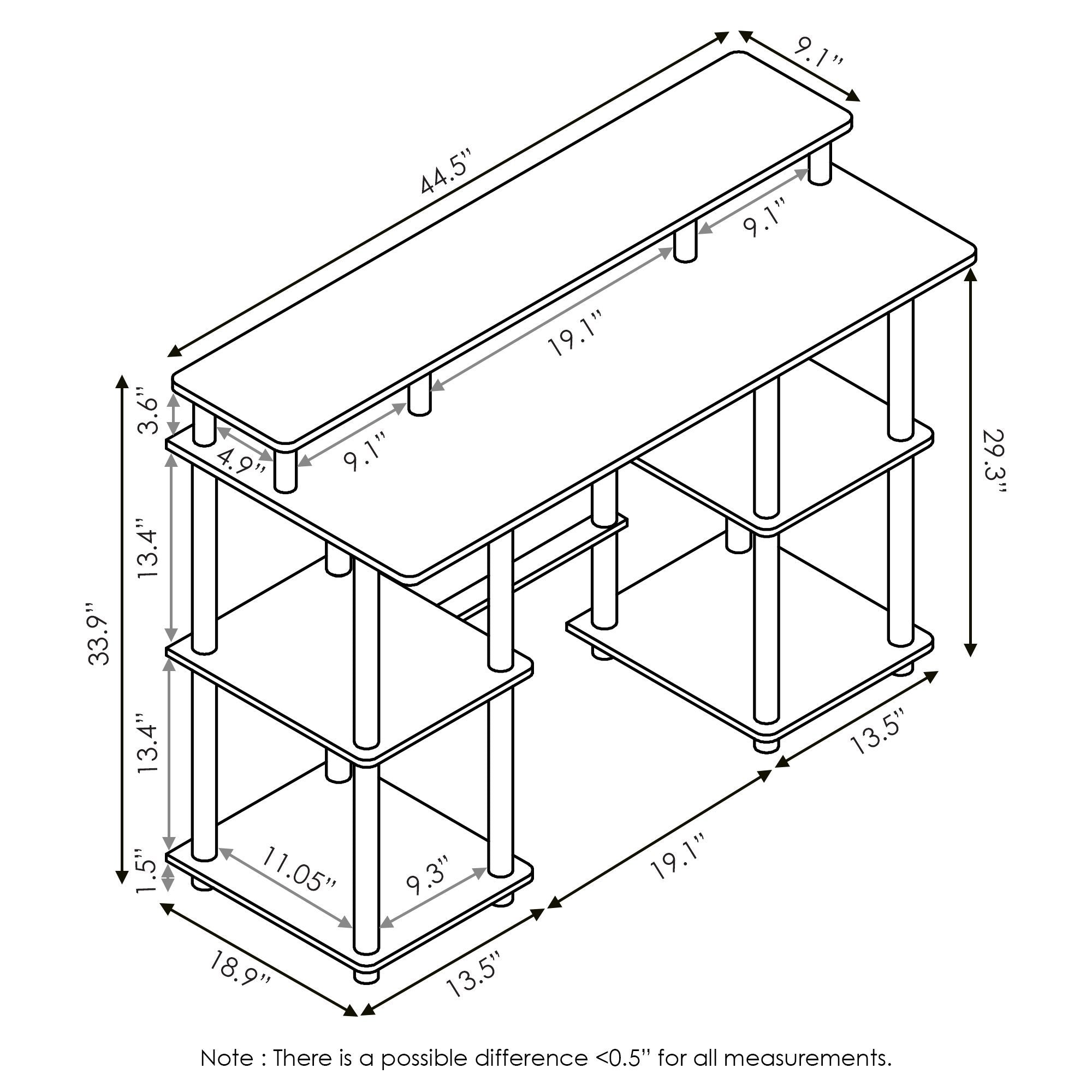 FURINNO Turn-N-Tube computer Desk, Espresso