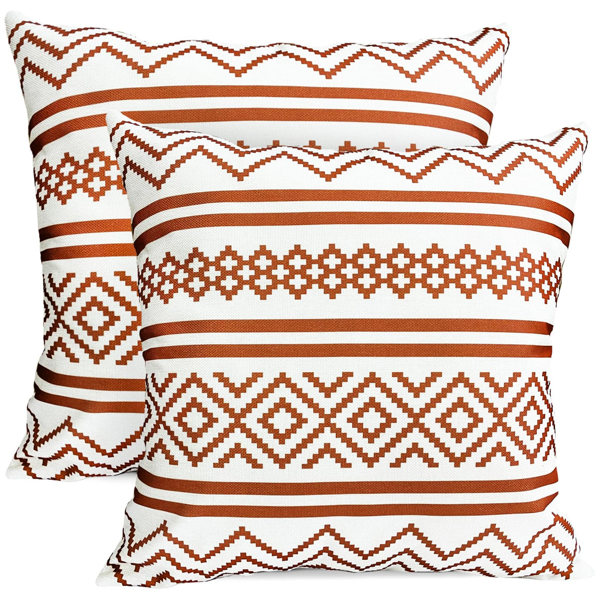 RYSMIYOU Decorative Throw Pillow Covers Set of 2 Coffee Boho Pillow Covers 16x16 Inch Throw Pillow Cover Linen Pillowcase Modern