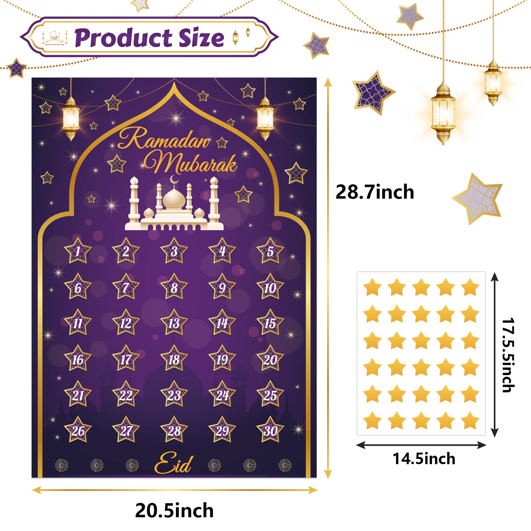 Ramadan Calendar 2024 Ramadan Decorations For Home Eid Activities For Kids Reusable Ramadan Decor Eid Mubarak Poster Ramadan Adv