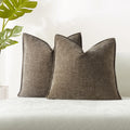 Juspurbet Set Of 2 Stone Chenille Throw Pillow Covers 24X24 Inch Soft Textured Decorative Cushion Cases For Couch Sofa Bed Solid