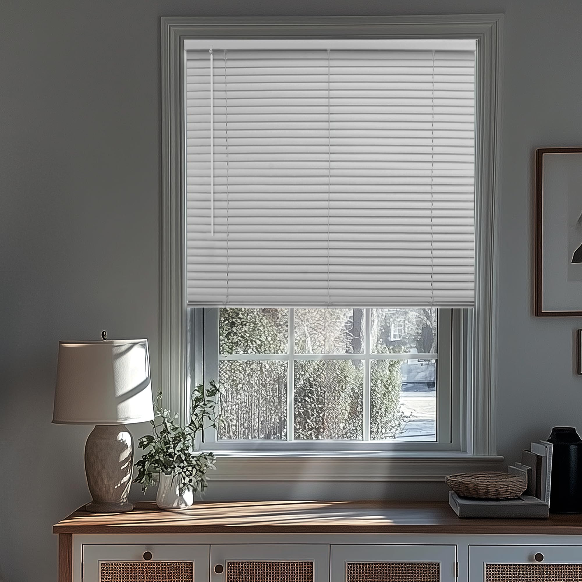 CHICOLOGY Cordless Mini Blinds, 1-Inch Slats, Vinyl Window Shades, Room Darkening & Privacy, Easy Install - Ideal for Windows, D