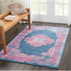 Nourison Passion Blue 3'9'' X 5'9'' Area -Rug, Boho, Traditional, Easy -Cleaning, Non Shedding, Bed Room, Living Room, Hallway,